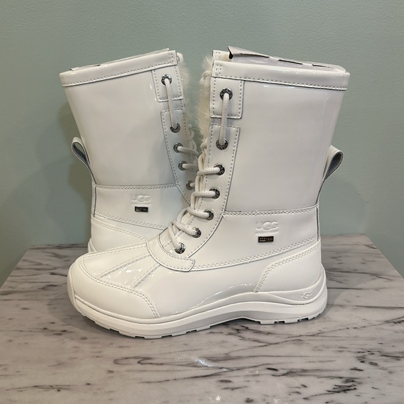 NEW! UGG Adirondack III Patent Leather Boot in White - Picture 3 of 12